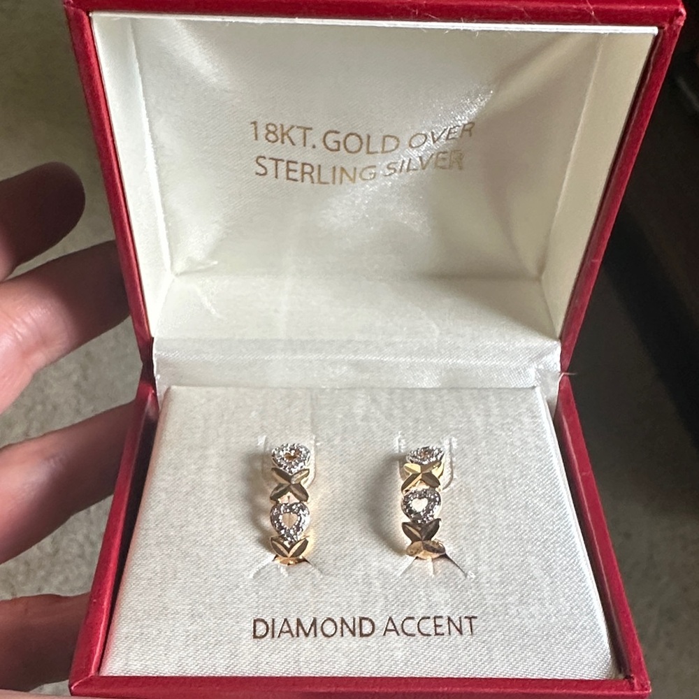 Gold and Silver Diamond Accent Earrings